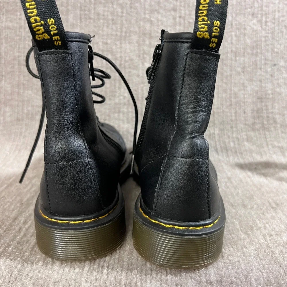 Dr Martens Black Leather Ankle Boots Zip EU36‎ 5L 4M 3 Kids Lace Up Round Toe
